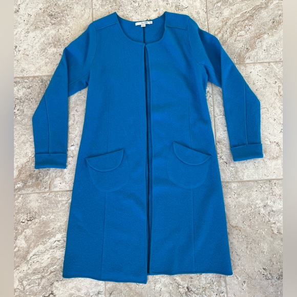 Boden Vintage Boiled Wool Open Front Cardigan Coat in Cobalt Blue, size 12 - Picture 9 of 9